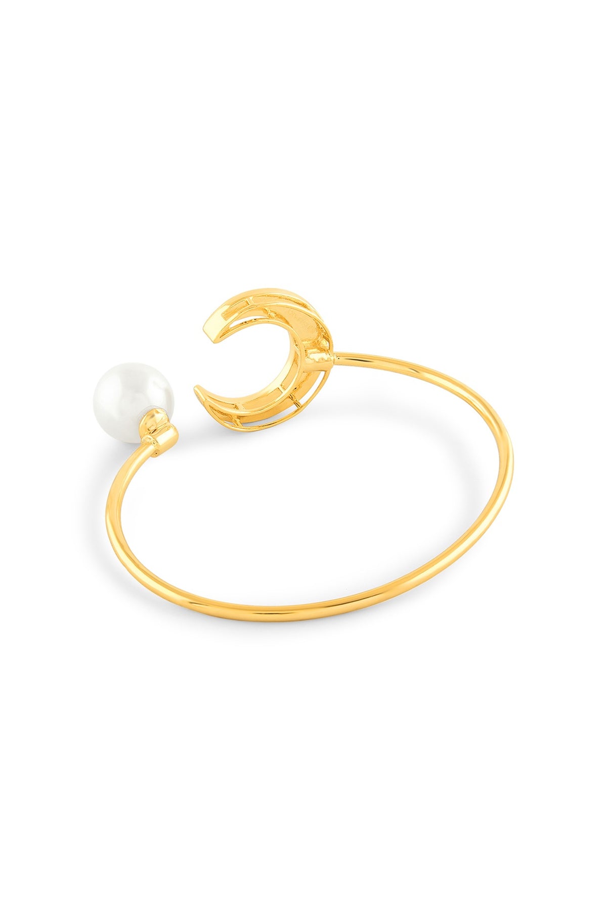 Gold Plated Mirror & Pearl Cuff Bracelet