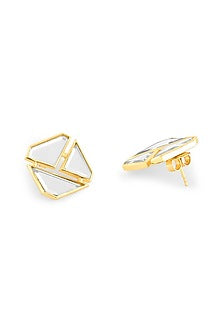 Gold Plated Mirror Stud Earrings