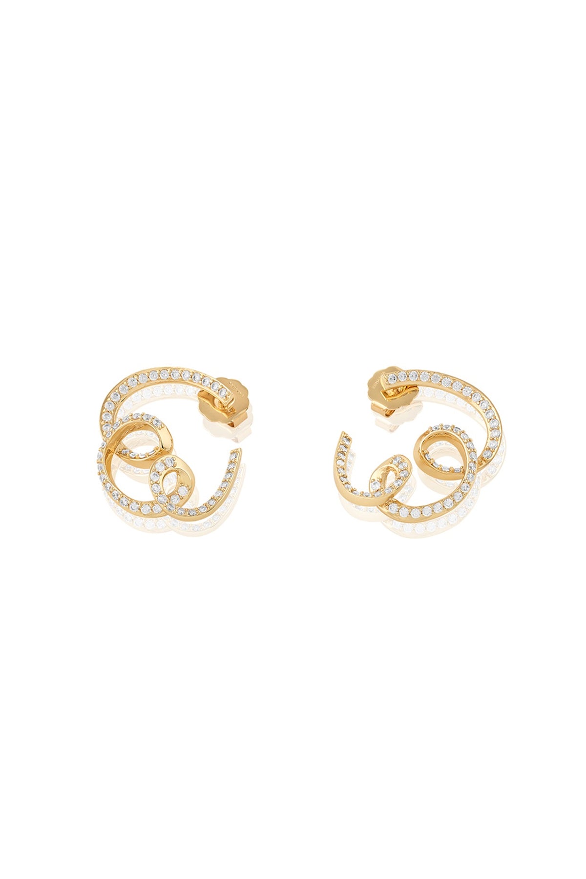 Gold Plated CZ Stone Disco Reverie Stud Earrings