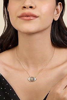 Gold Plated CZ Stone Eyelet Pendant Necklace