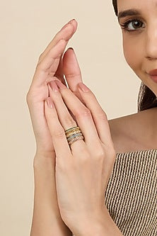 Gold Plated Multi-Colored CZ Stone Rainbow Spiral Ring