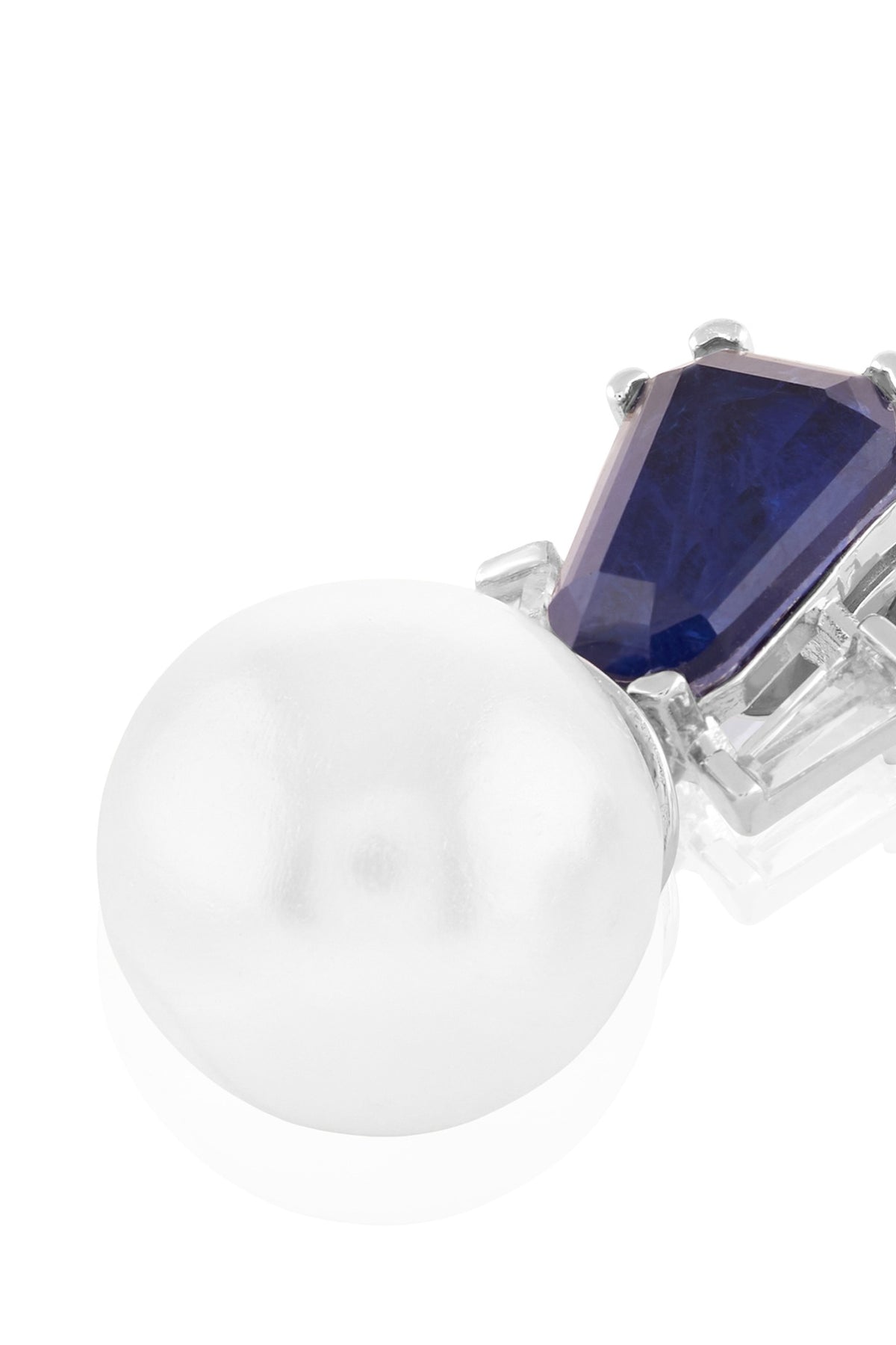 White Rhodium Finish Crystal Zirconia & Sapphire Stone Dangler Earrings