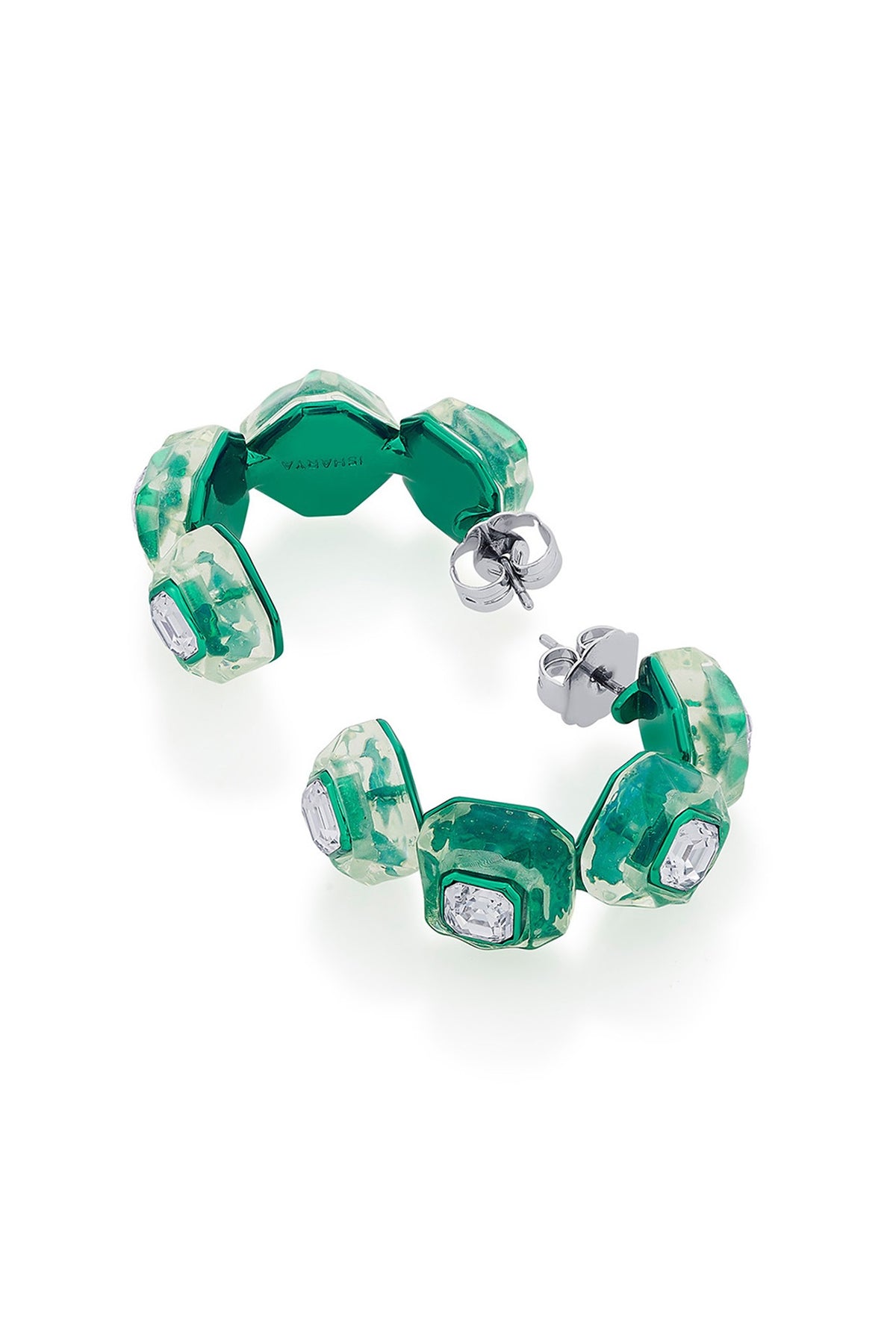 Green Crystal Hoop Earrings