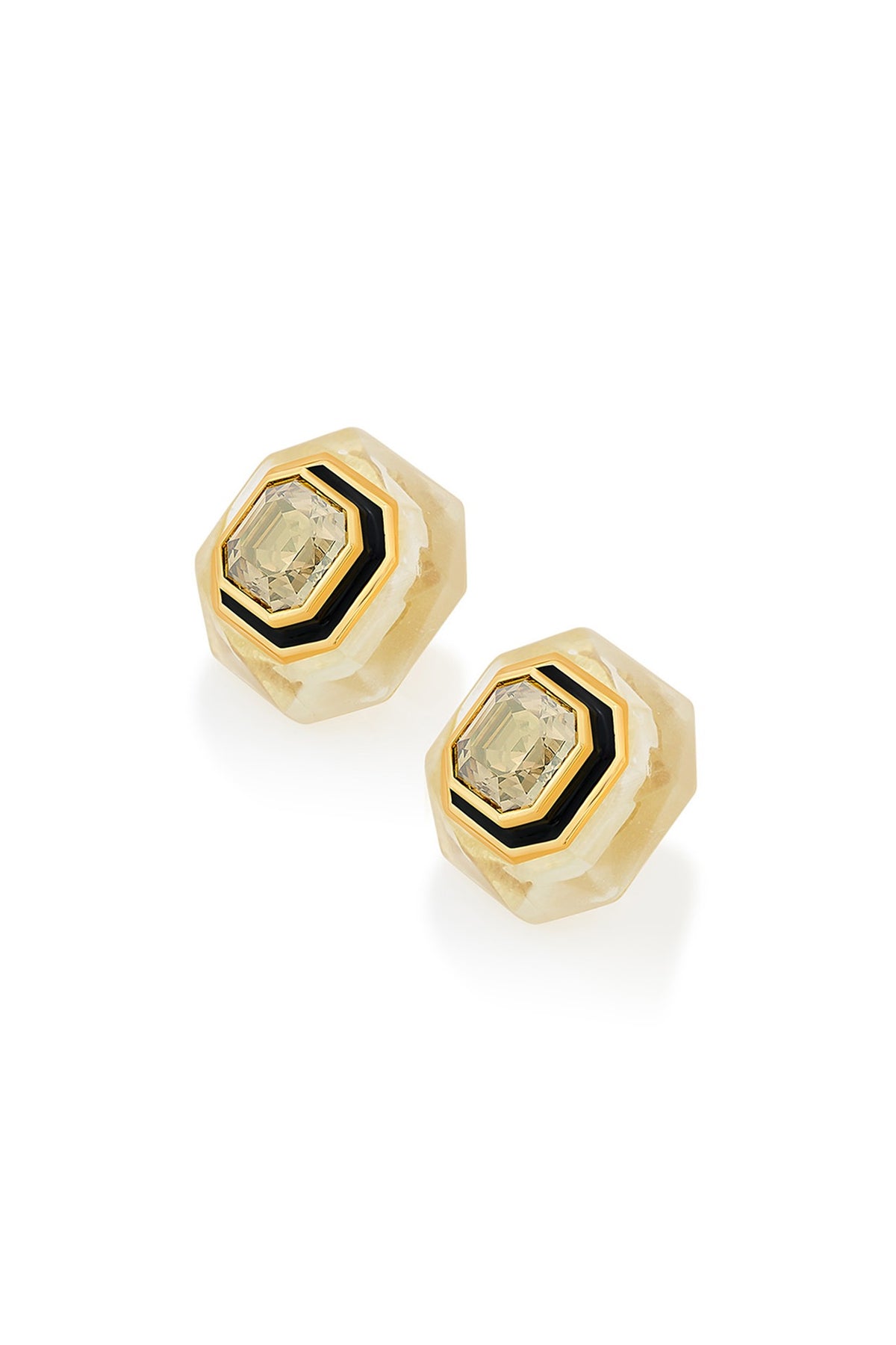 Gold Plated Crystal Enameled Stud Earrings
