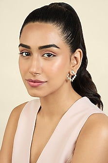 Gold Plated Mirror Tennis Square Stud Earrings