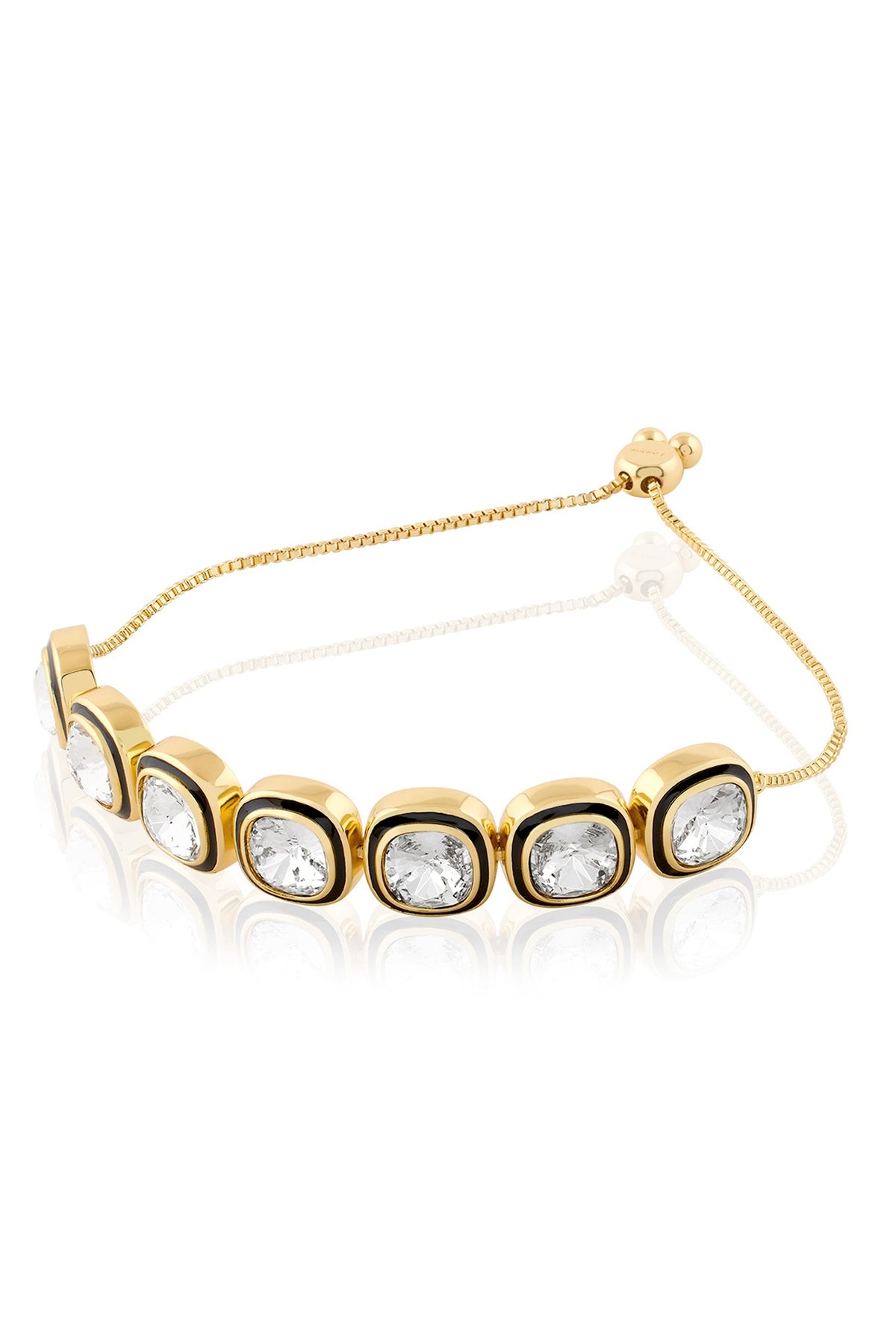 Gold Plated White Crystal Enameled Bracelet
