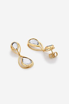 Gold Finish Mirror Dangler Earrings