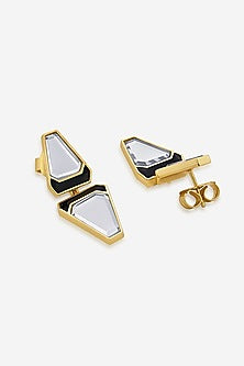Gold Plated Synthetic Stone Libra Stud Earrings