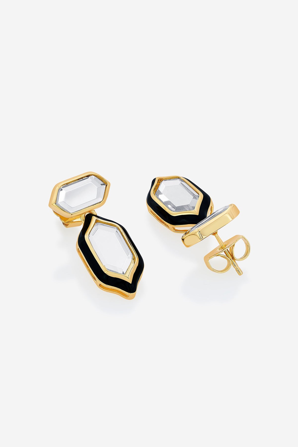 Gold Plated Mirror Enamelled Dangler Earrings