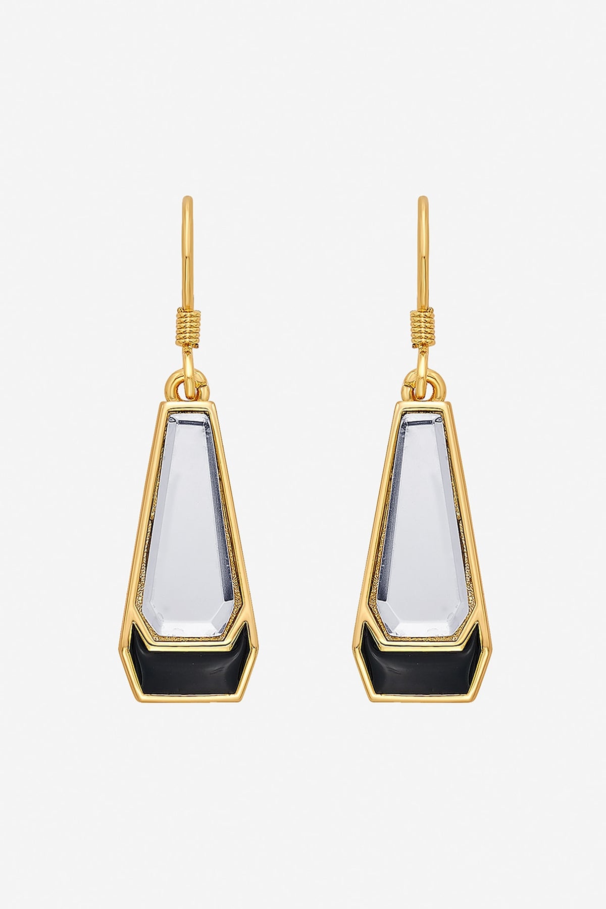 Gold Plated Mirror Enamelled Dangler Earrings