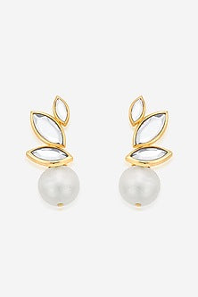 Gold Finish Synthetic Stone Dangler Earrings