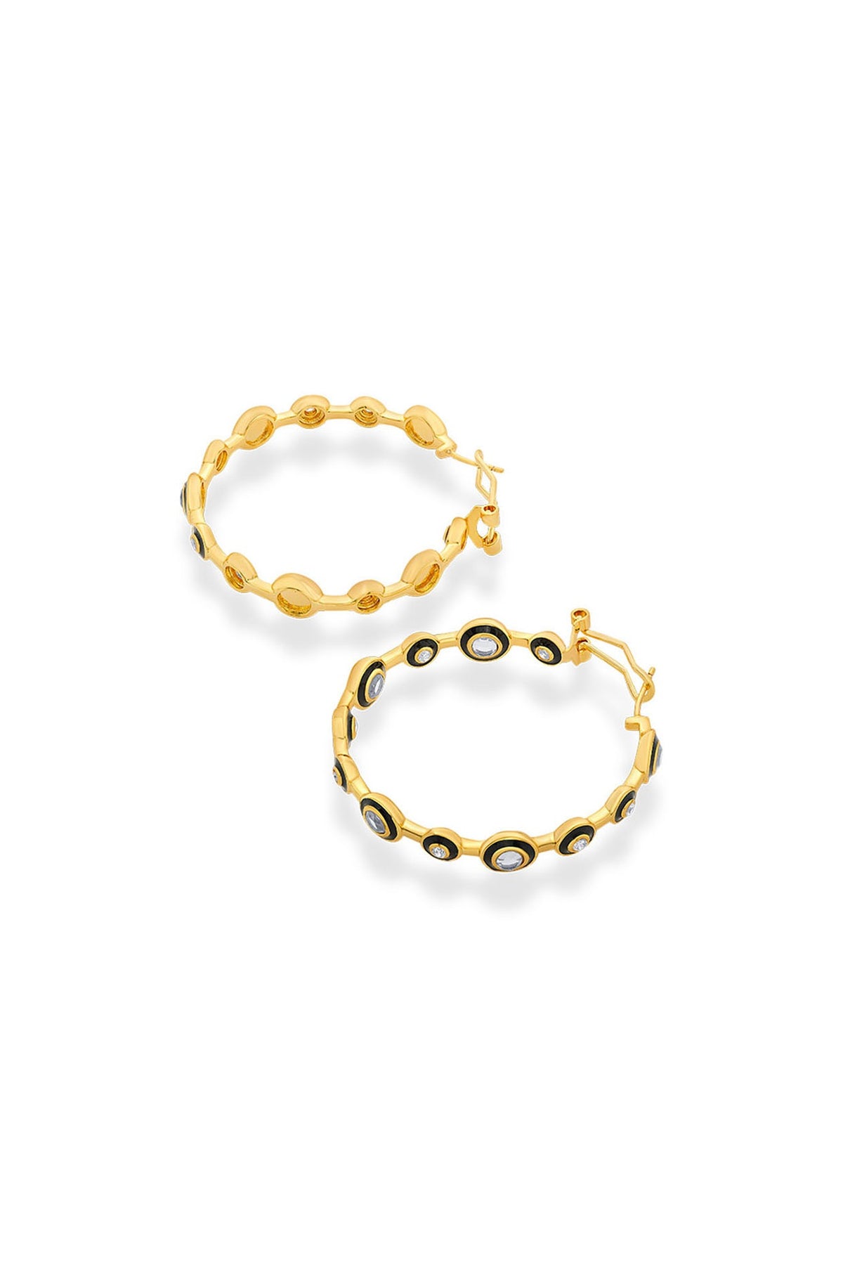 Gold Plated Mirror & CZ Hoop Earrings