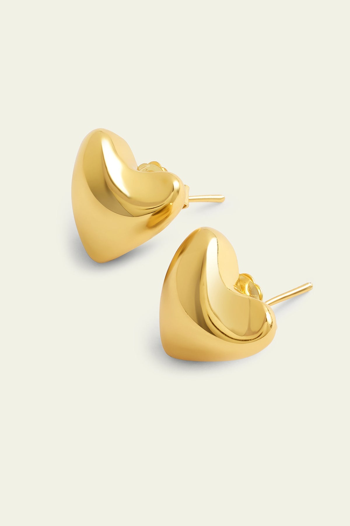 Gold Plated Synthetic Stone Heart Stud Earrings