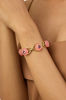 Gold Plated Pink Crystal & Zircon Cuff