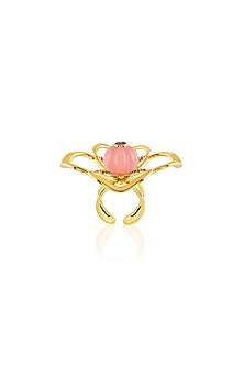 Gold Plated Crystal Zirconia & Pink Stone Ring