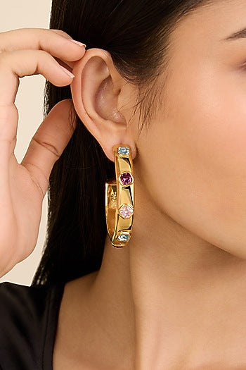 Gold Plated Crystal Hoop Earrings