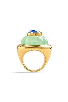 Gold Plated Green & Sapphire Synthetic Stone Ring