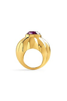 Gold Plated Pink Synthetic Stone Ring