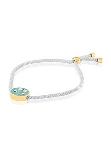 Gold Plated Crystal Shiva Charm Light Blue Enameled Bracelet