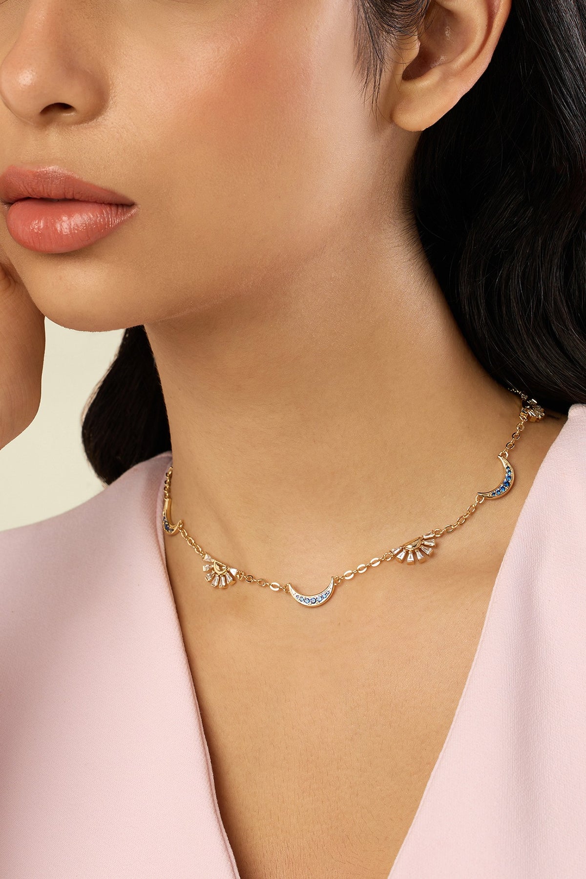 Gold Plated Crystal Zirconia Enameled Necklace