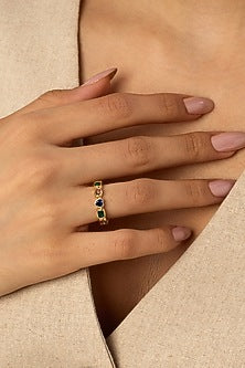 Gold Plated Crystal Zirconia Enameled Ring