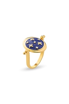 Gold Plated Blue Synthetic Stone Reversible Sun & Star Ring
