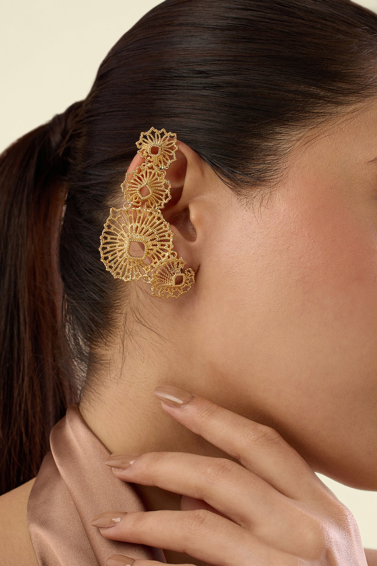 Gold Plated Statement Leaf Earrings