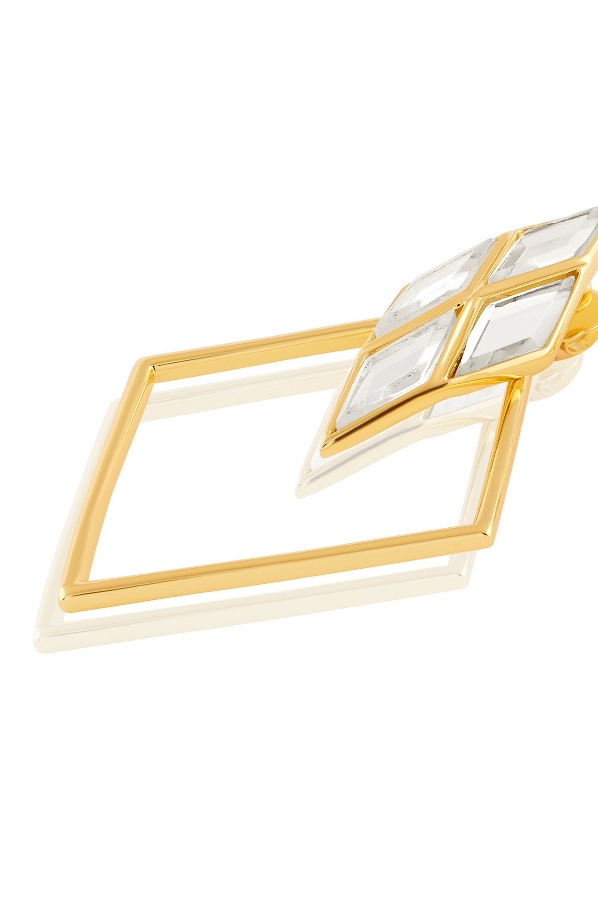Gold Plated Mirror Rhombus-Shaped Earrings