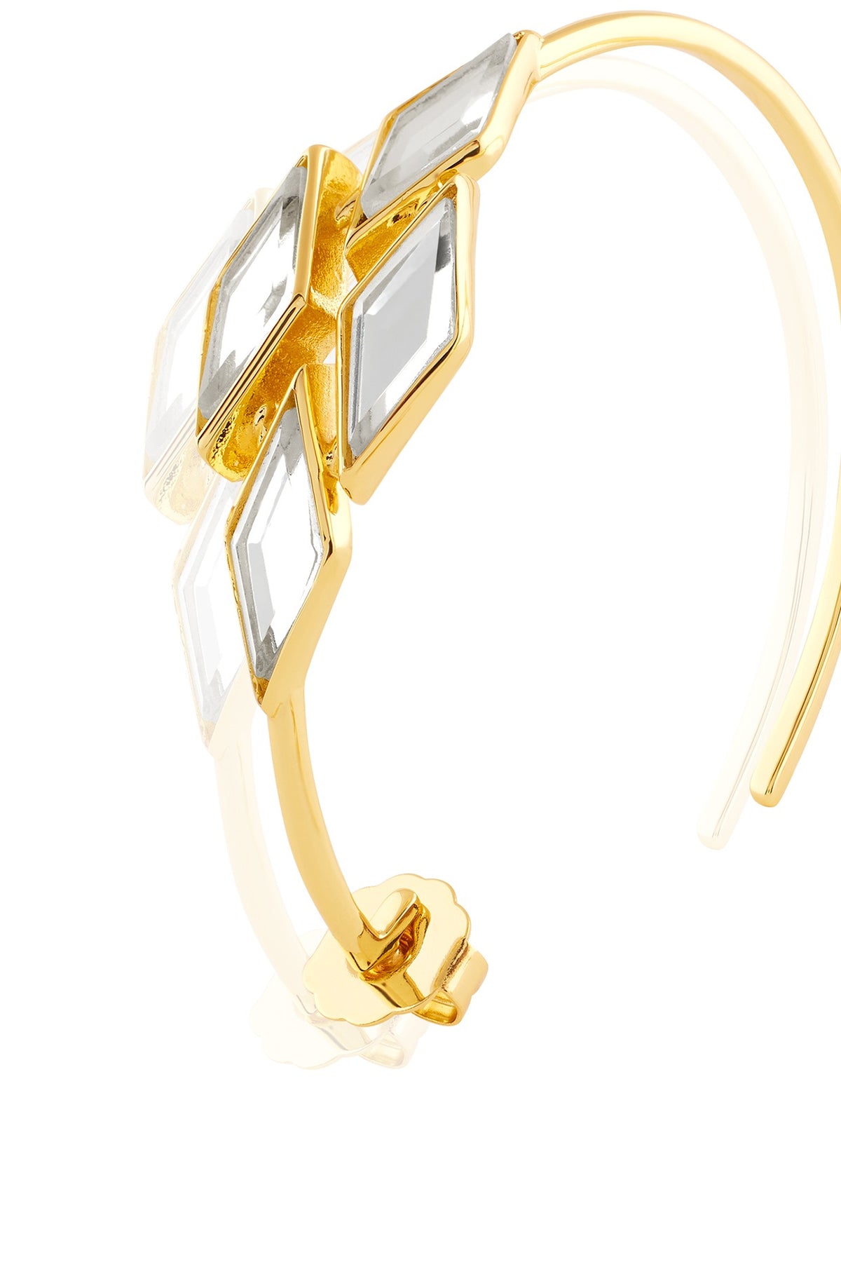 Gold Plated Mirror Rhombus Hoop Earrings