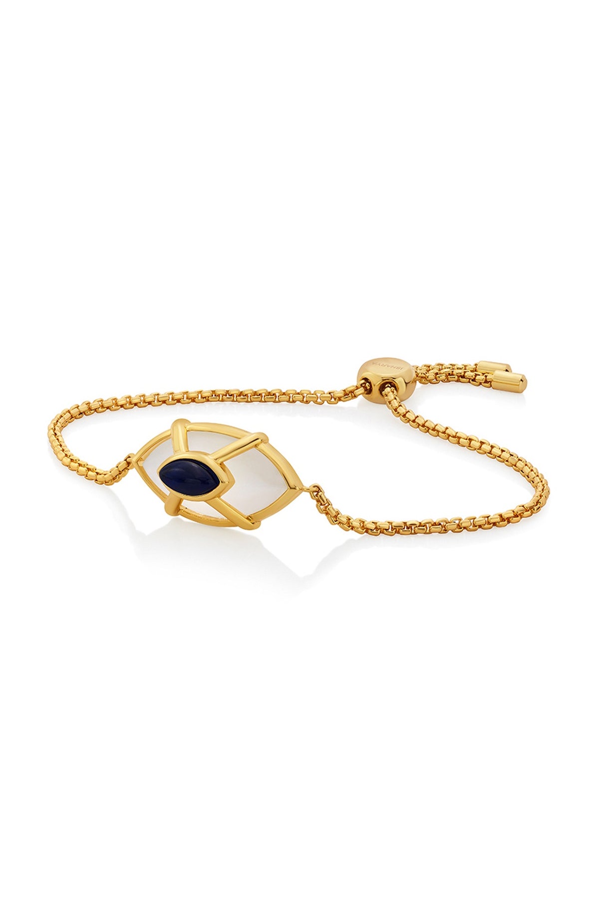Gold Finish Blue Sapphire Stone Evil Eye Bracelet