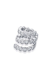 White Finish CZ Swirl Ring