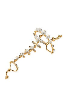 Gold Finish Crystal & Pearl Hand Harness