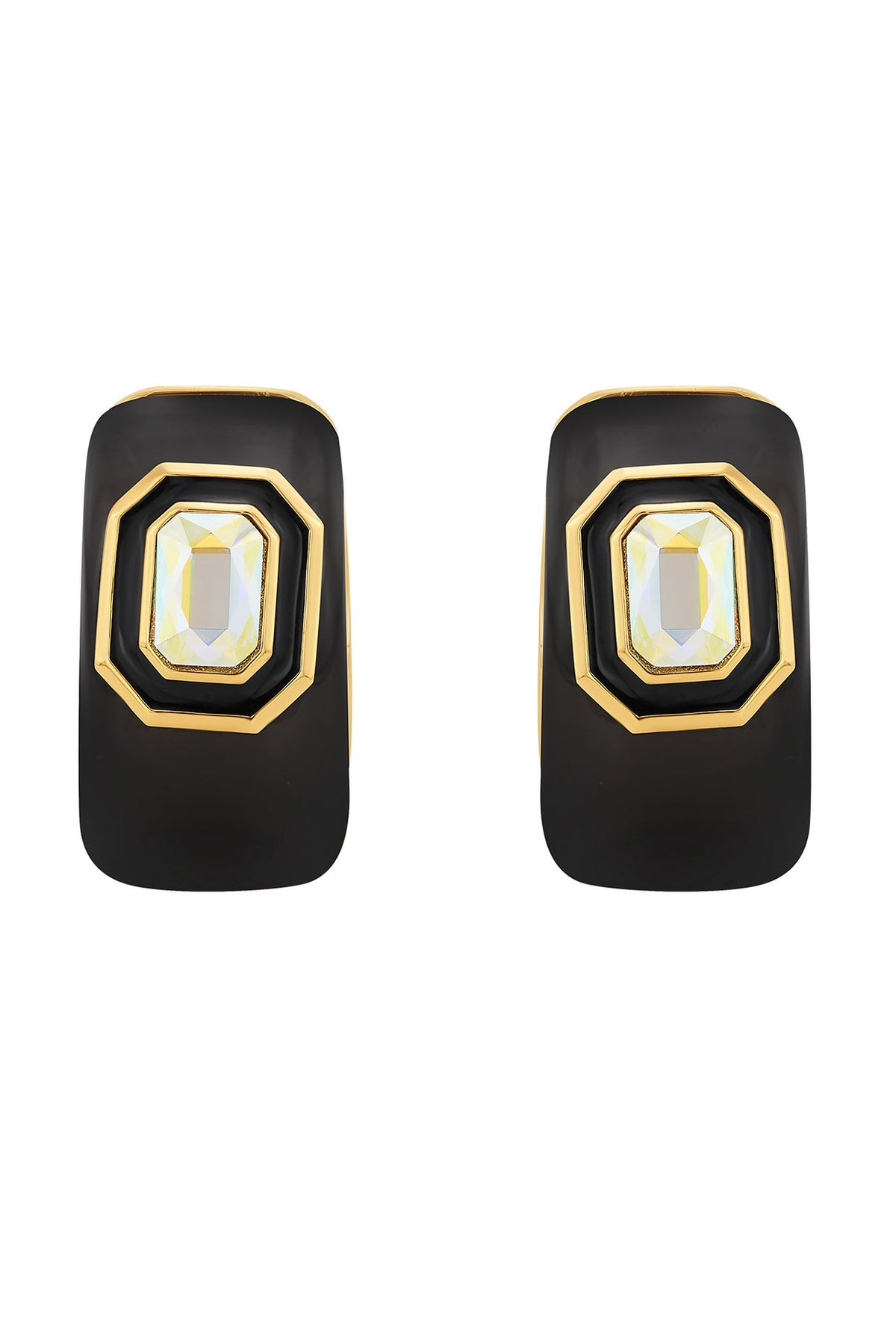Gold Plated Enameled Resin Hoop Earrings