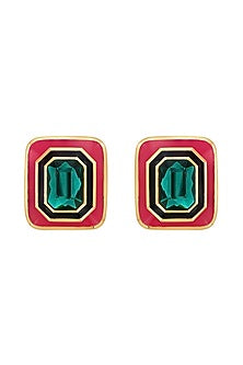 Gold Plated Emerald Stud Earrings