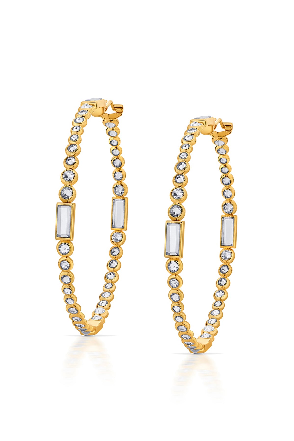 Gold Finish Swarovski Hoop Earrings