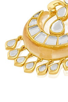 Gold Plated Resin & Mirror Dangler Earrings