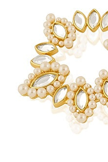 Gold Plated Pearl & Mirror Stud Earrings