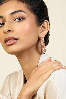 Rose Gold Plated Mirror Statement Hoops Earrings