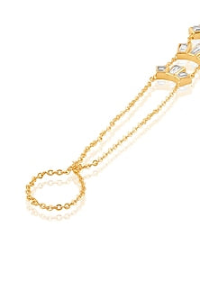 Gold Plated Mirror Work Hand Harness