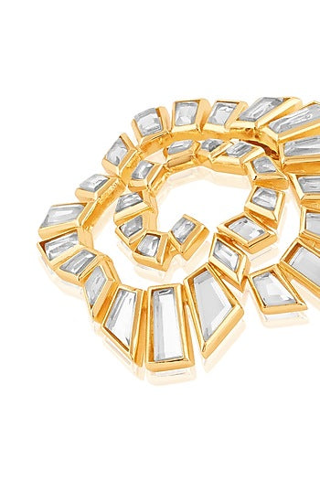 Gold Plated Mirror Work Stud Earrings