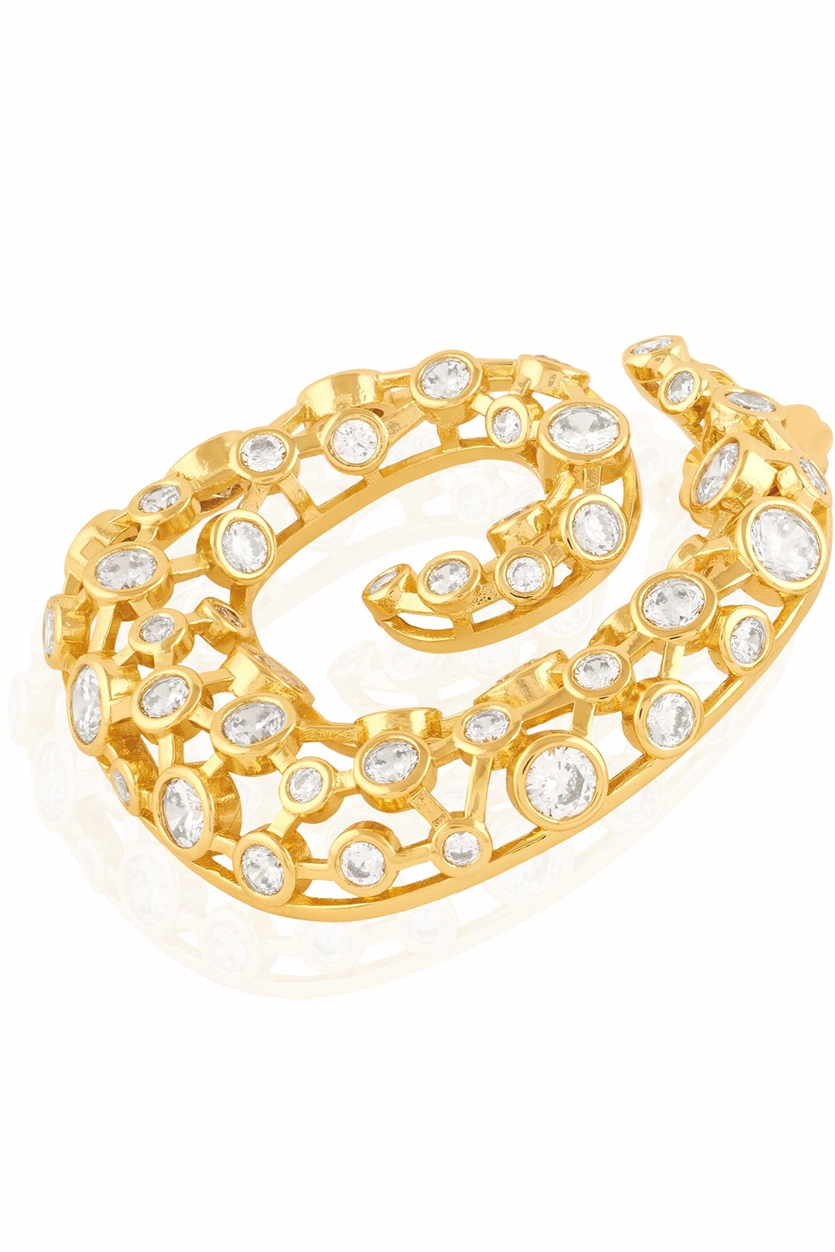 Gold Plated Crystal Zirconia & Mirror Stud Earrings