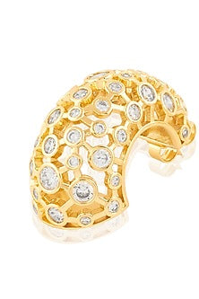 Gold Plated Crystal Zirconia & Mirror Hoop Earrings