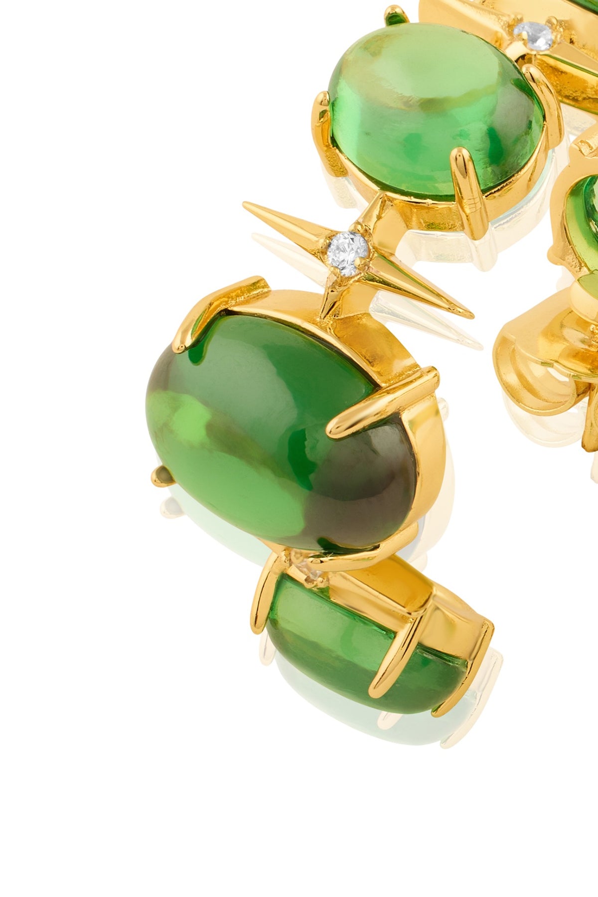 Gold Plated Green Crystal Zircon Hoop Earrings