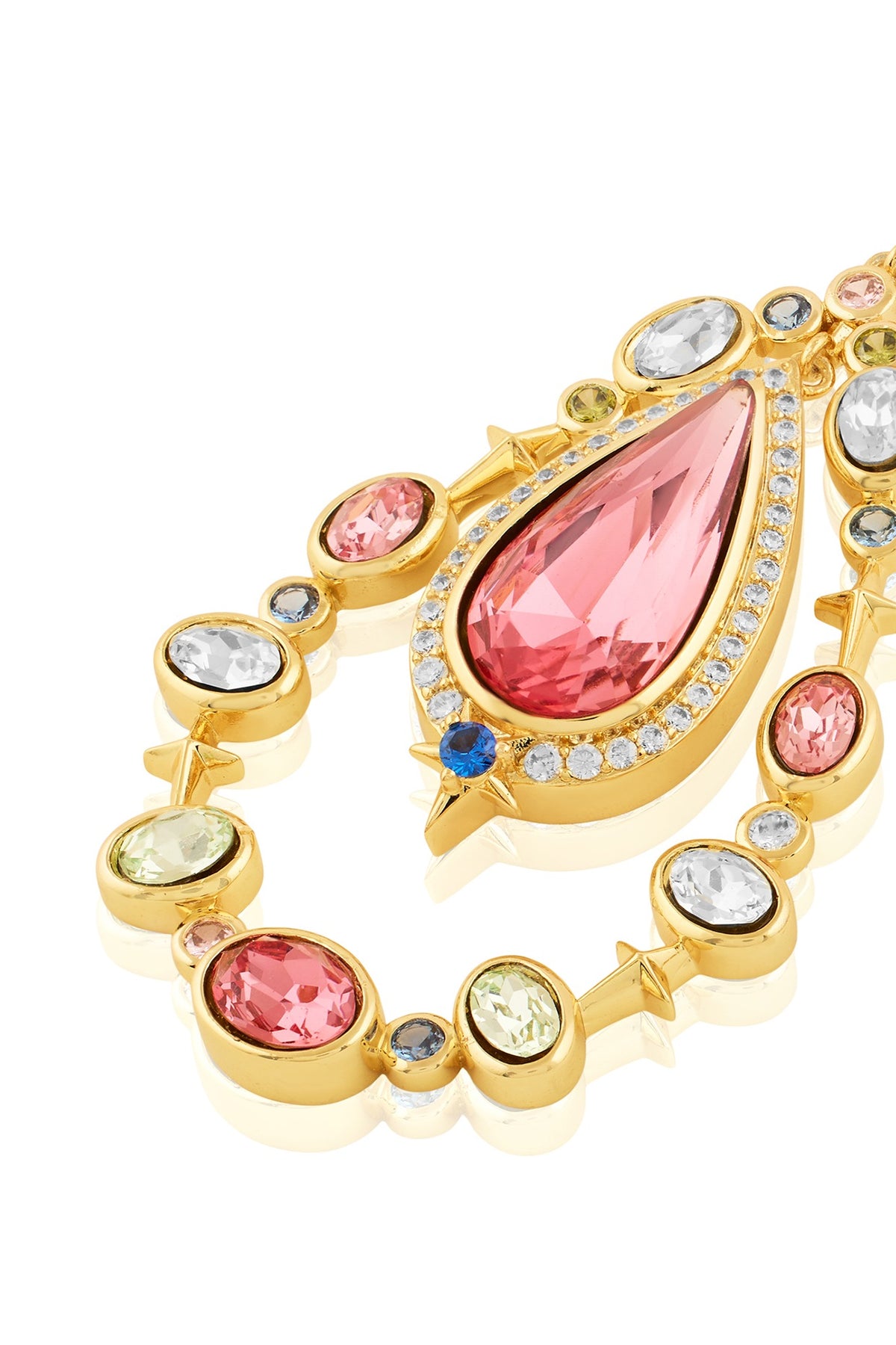 Gold Plated Multi-Colored Crystal Zirconia Dangler Earrings