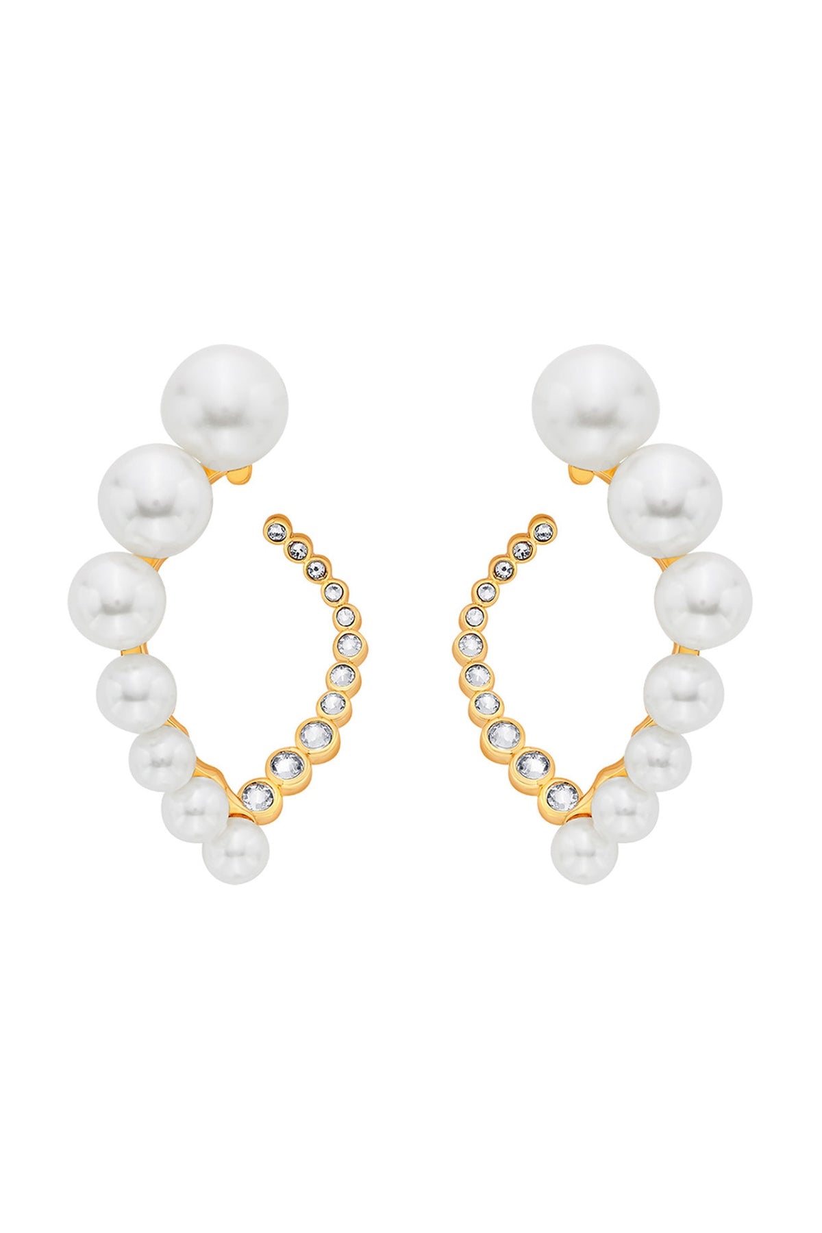 Gold Plated CZ & Pearl Stud Earrings