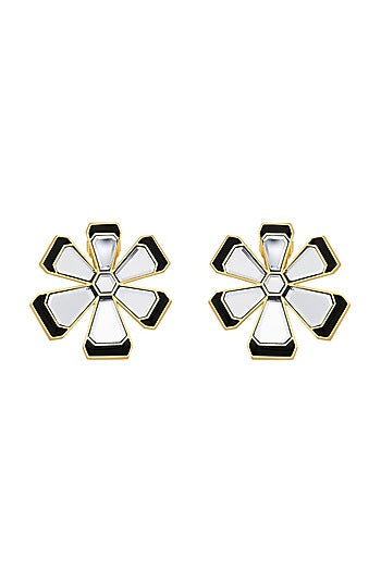 Gold Finish Floral Stud Earrings
