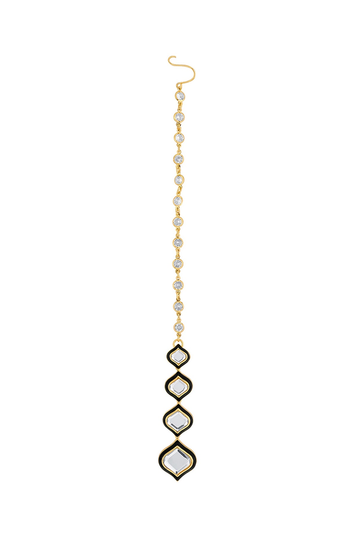 Gold Plated Mirror Enameled Maang Tikka