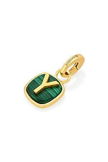 Gold Finish Malachite Stone Charm