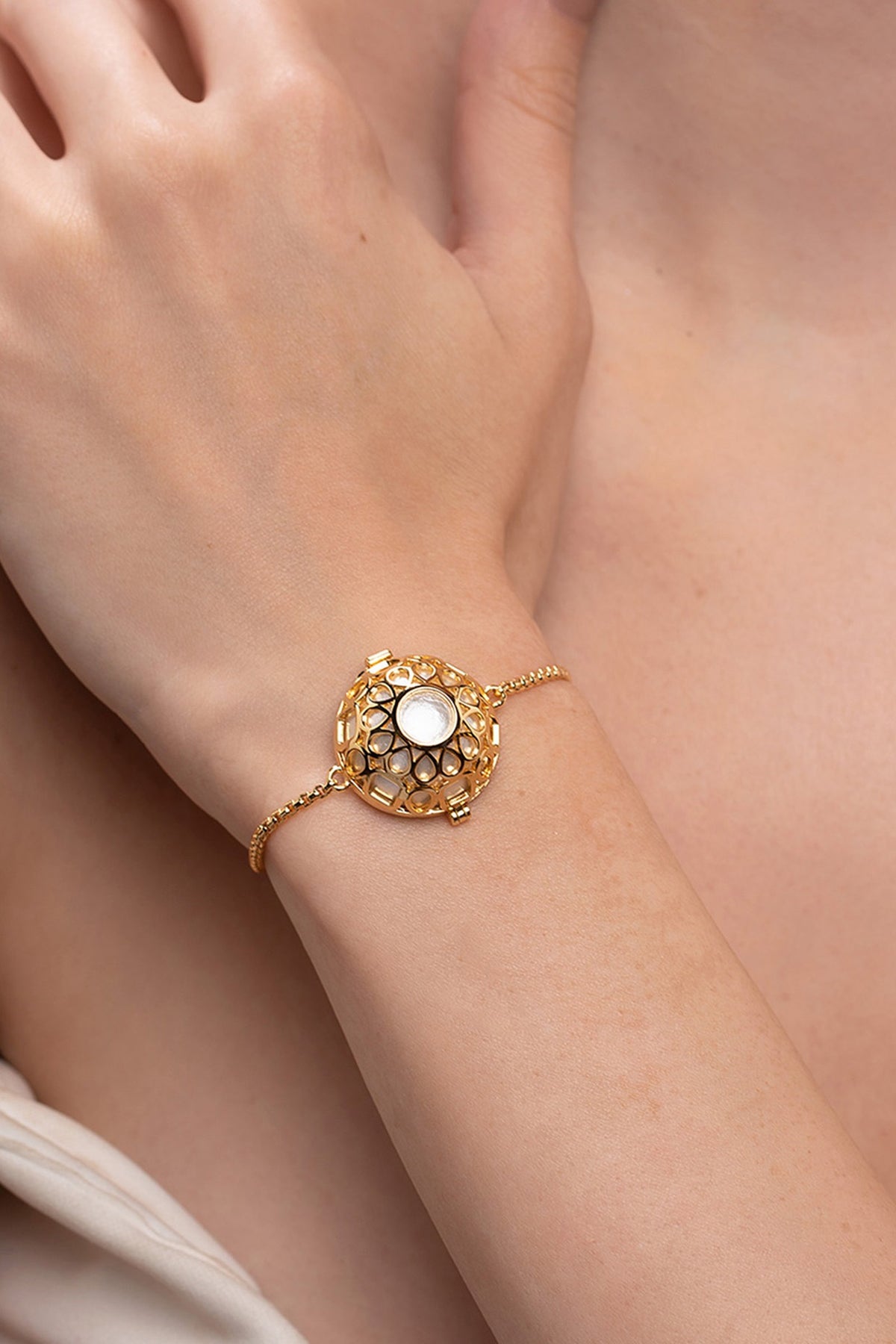 Gold Plated Pearl & Crystal Bracelet