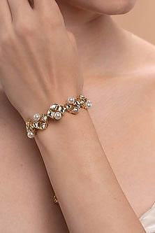 Gold Plated Pearl & Mirror Bracelet